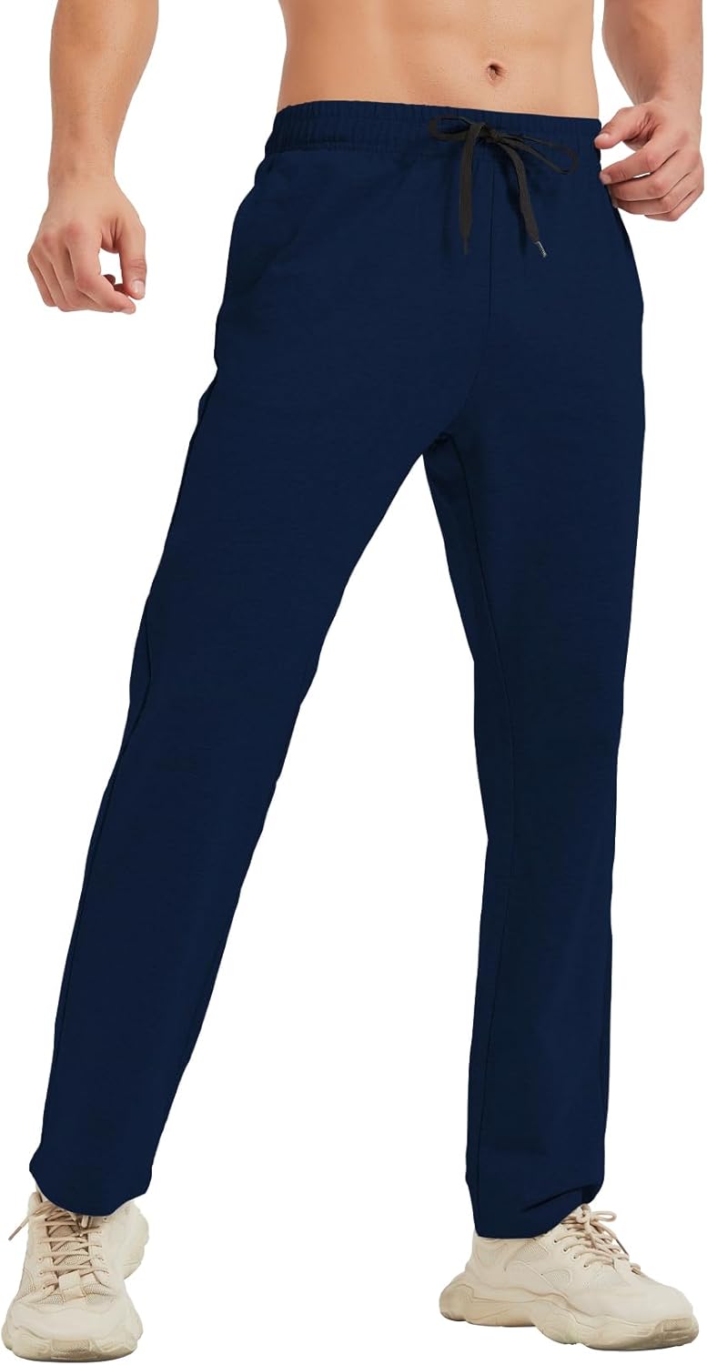Große sportliche Herren Jogginghose lange Schrittlänge Sweatpants unten offen mit Taschen - Bild 21 von 22