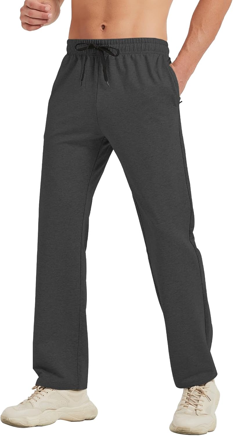 Große sportliche Herren Jogginghose lange Schrittlänge Sweatpants unten offen mit Taschen - Bild 18 von 22