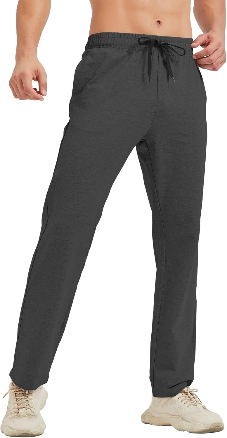 Große sportliche Herren Jogginghose lange Schrittlänge Sweatpants unten offen mit Taschen - Bild 19 von 22