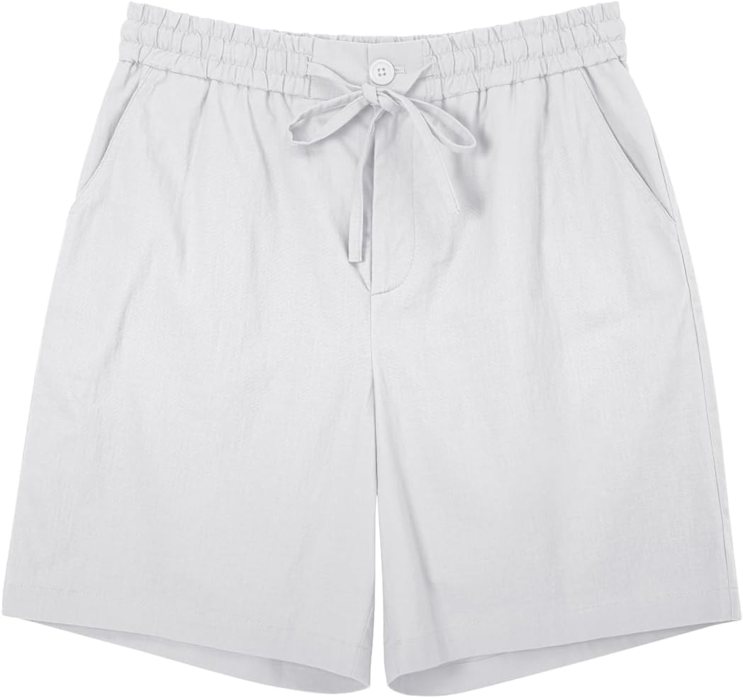 Herren Baumwolle Leinen Shorts Freizeit Kordelzug Shorts Stretch Sommer Strandkleidung - Bild 19 von 67