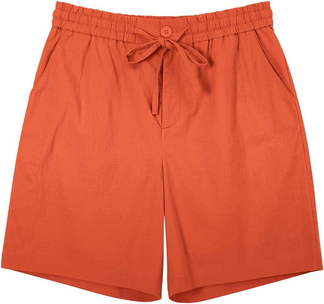 Herren Baumwolle Leinen Shorts Freizeit Kordelzug Shorts Stretch Sommer Strandkleidung - Bild 50 von 67
