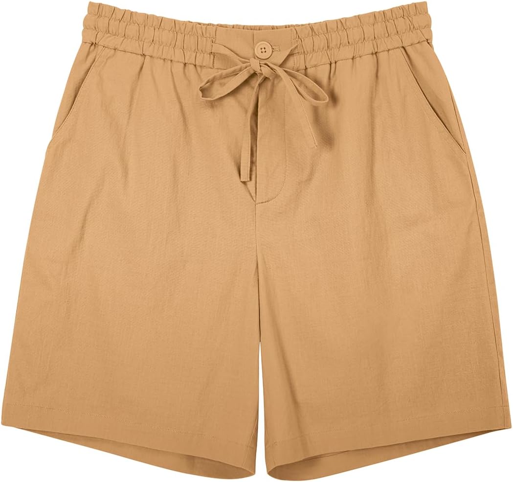 Herren Baumwolle Leinen Shorts Freizeit Kordelzug Shorts Stretch Sommer Strandkleidung - Bild 60 von 67