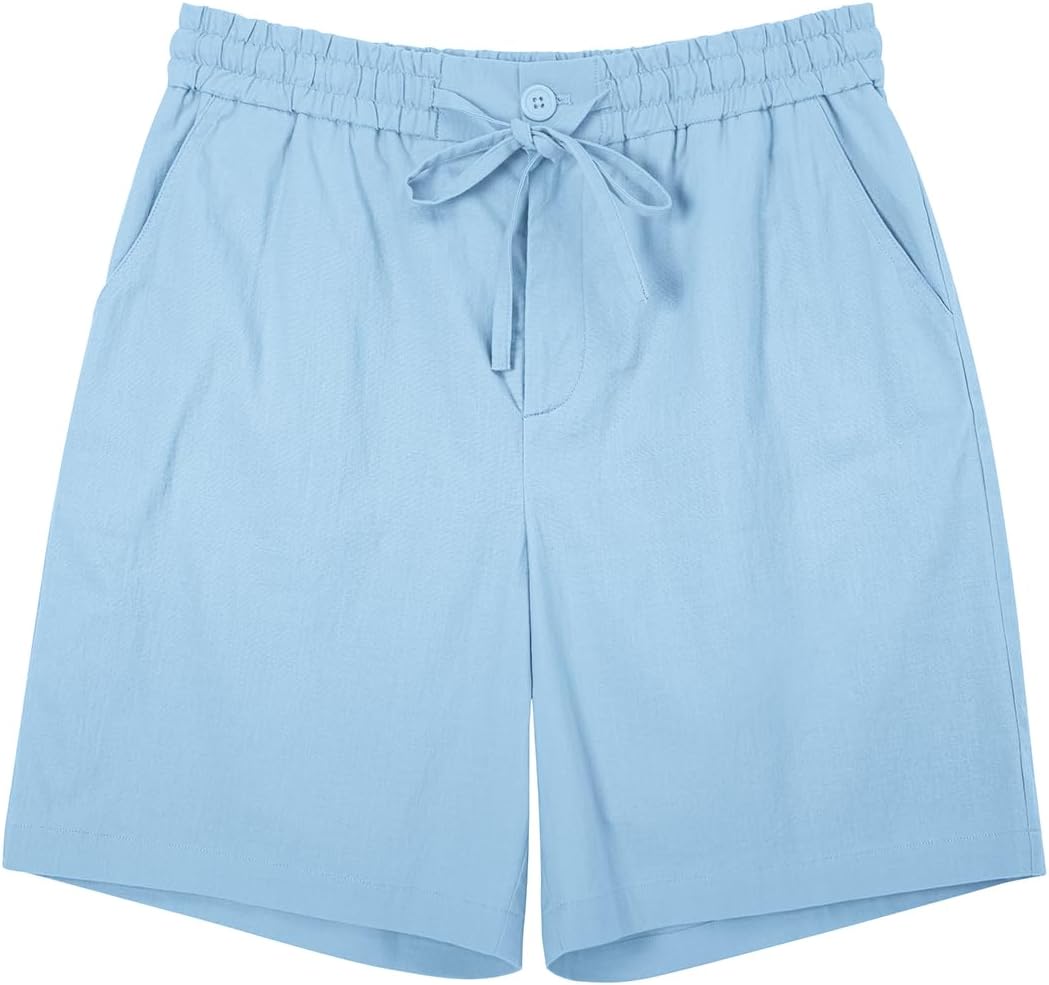 Herren Baumwolle Leinen Shorts Freizeit Kordelzug Shorts Stretch Sommer Strandkleidung - Bild 65 von 67