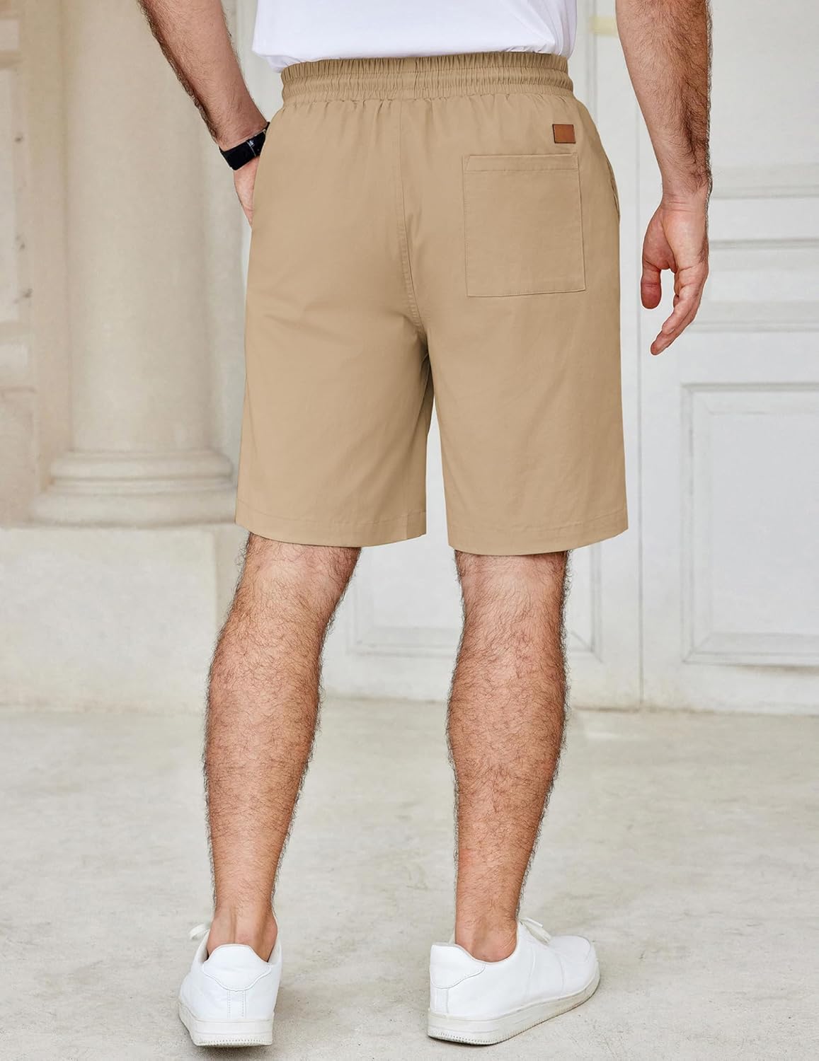 Men's Casual Shorts Cotton Elastic Waist Drawstring Shorts Summer Beach Shorts - Picture 56 of 85