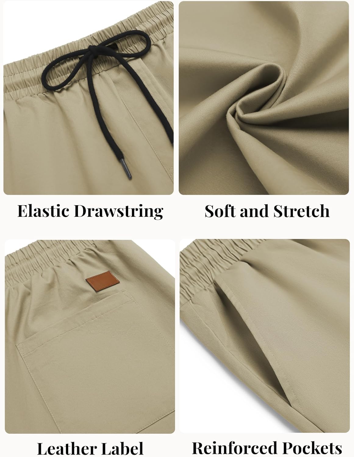 Men's Casual Shorts Cotton Elastic Waist Drawstring Shorts Summer Beach Shorts - Picture 59 of 85