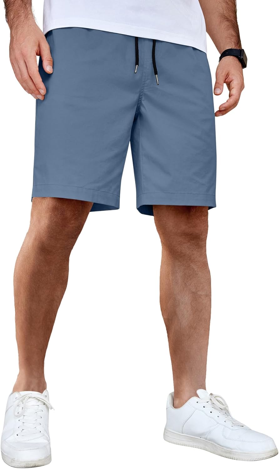 Men's Casual Shorts Cotton Elastic Waist Drawstring Shorts Summer Beach Shorts - Picture 19 of 85
