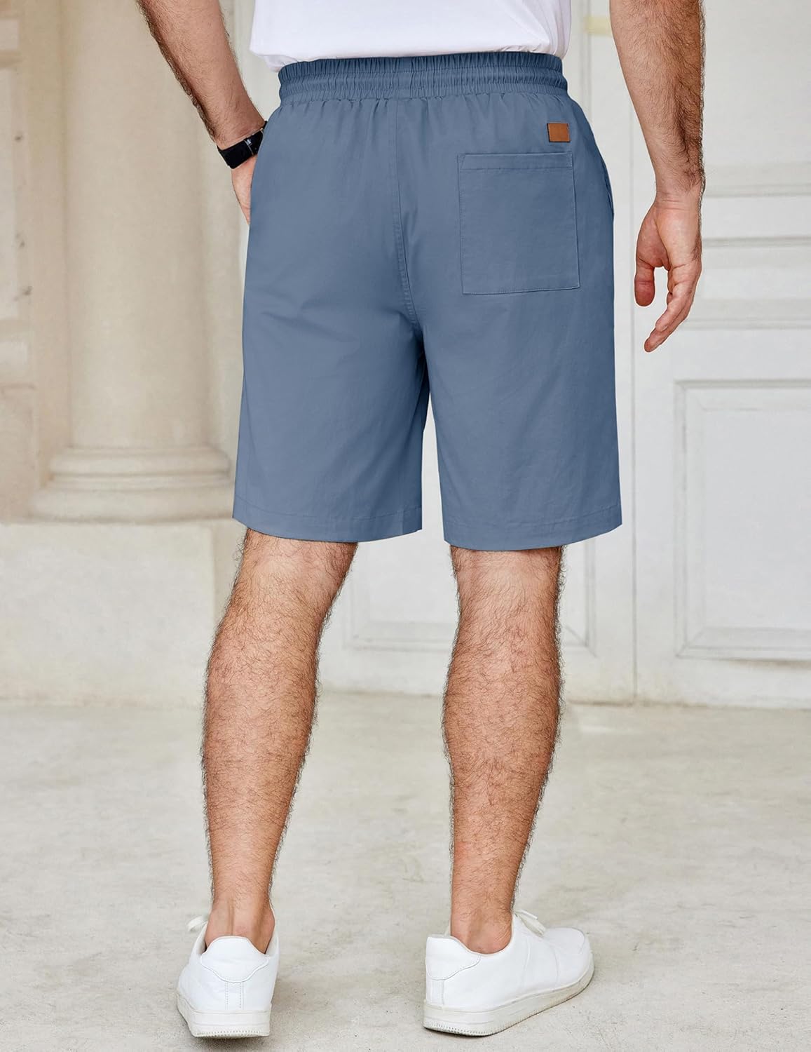 Men's Casual Shorts Cotton Elastic Waist Drawstring Shorts Summer Beach Shorts - Picture 20 of 85