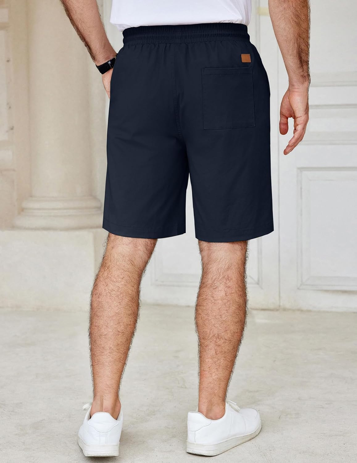Men's Casual Shorts Cotton Elastic Waist Drawstring Shorts Summer Beach Shorts - Picture 25 of 85