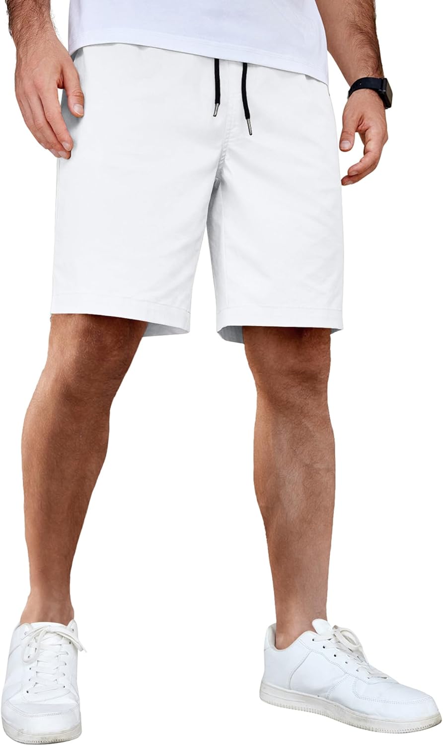 Men's Casual Shorts Cotton Elastic Waist Drawstring Shorts Summer Beach Shorts - Picture 30 of 85