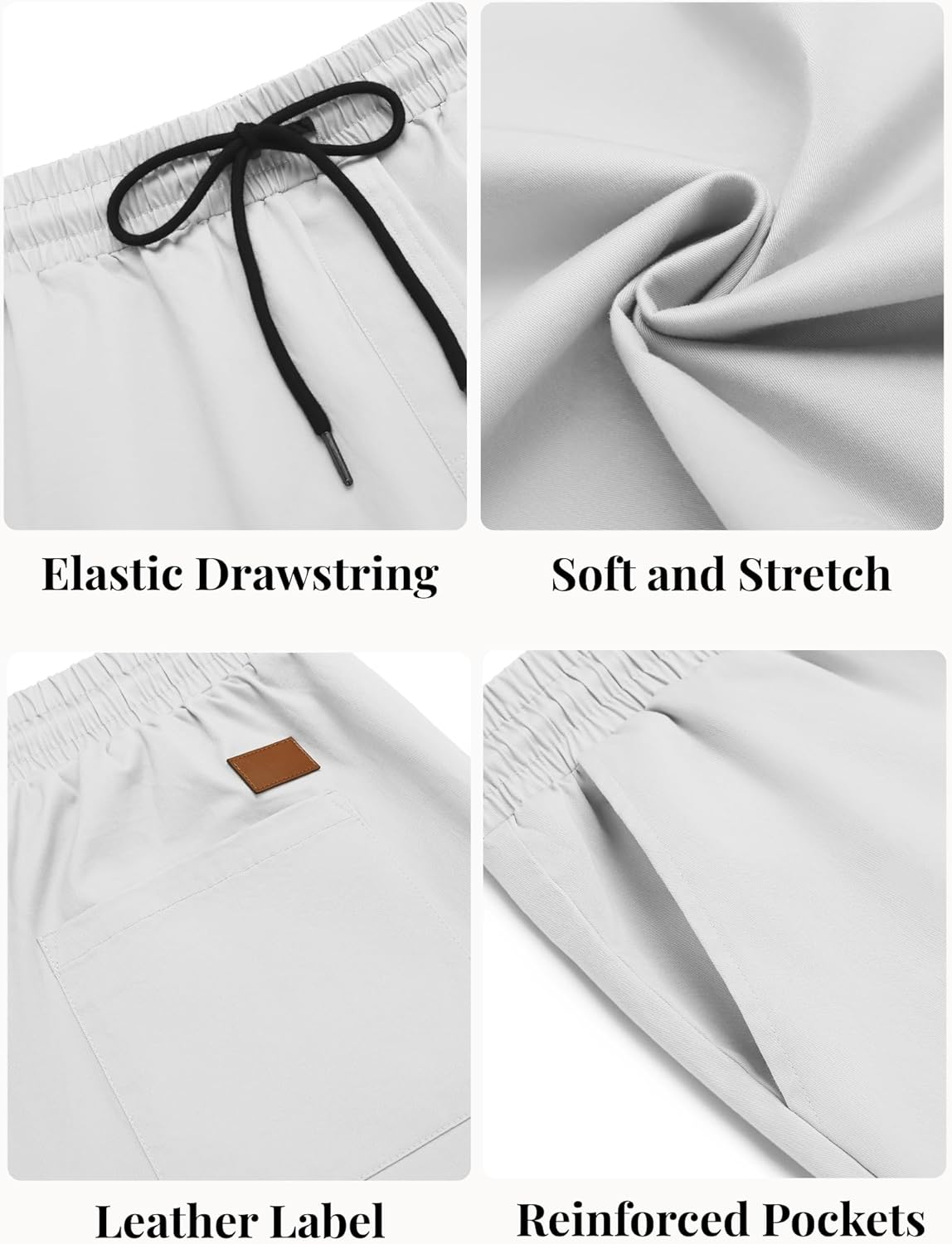 Men's Casual Shorts Cotton Elastic Waist Drawstring Shorts Summer Beach Shorts - Picture 33 of 85
