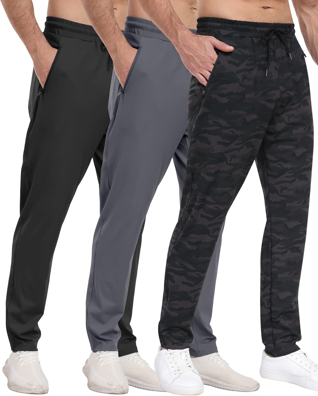 3er Pack Herren Sport Jogginghose mit Reißverschlusstaschen Training Gym Jogger Laufen - Bild 14 von 26