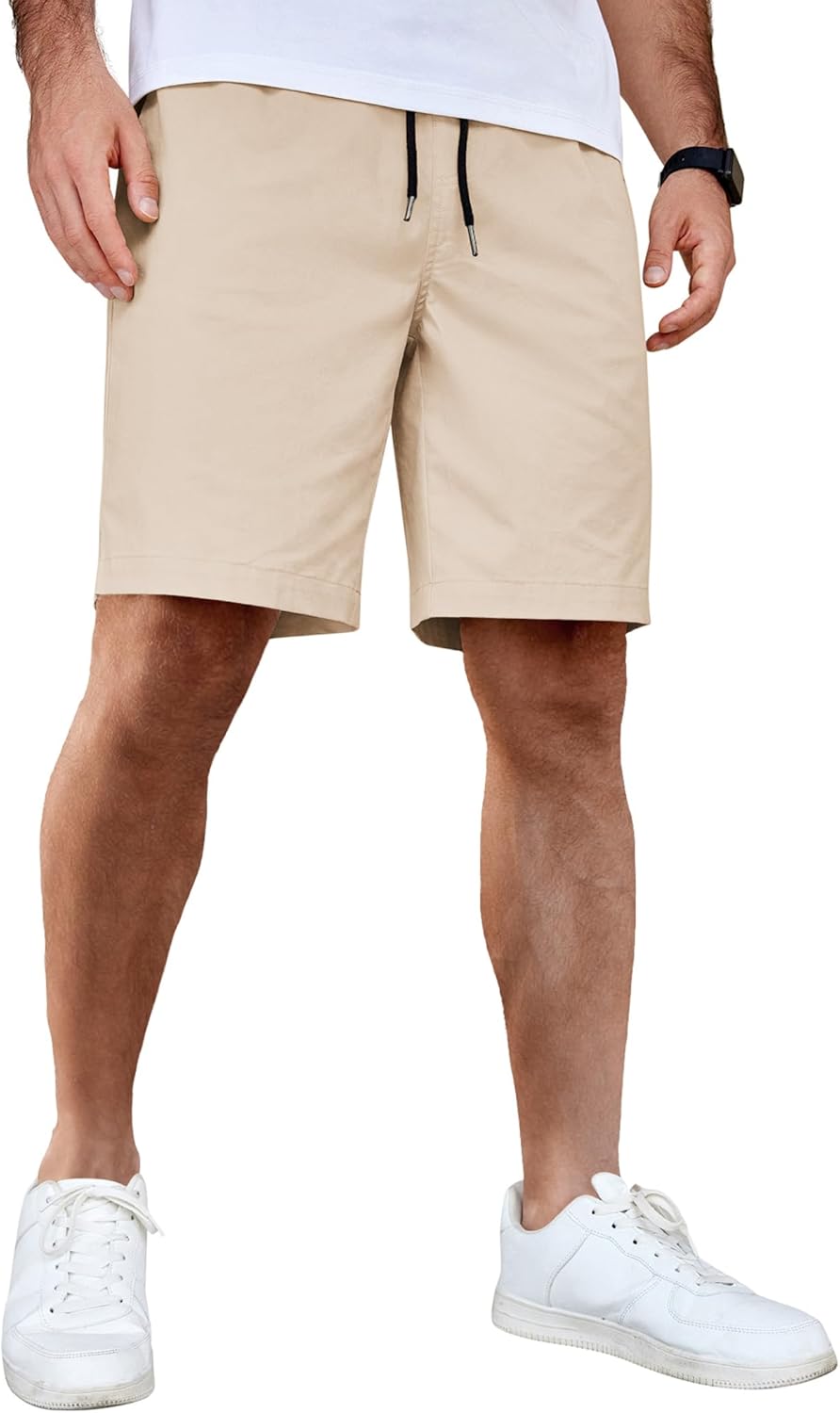 Men's Casual Shorts Cotton Elastic Waist Drawstring Shorts Summer Beach Shorts - Picture 35 of 85