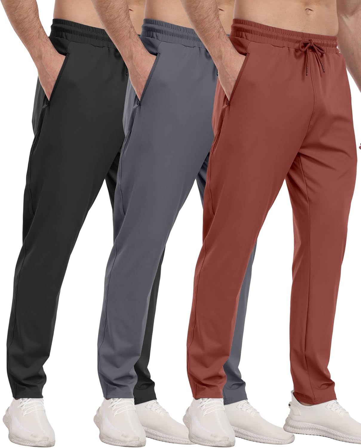 3er Pack Herren Sport Jogginghose mit Reißverschlusstaschen Training Gym Jogger Laufen - Bild 16 von 26