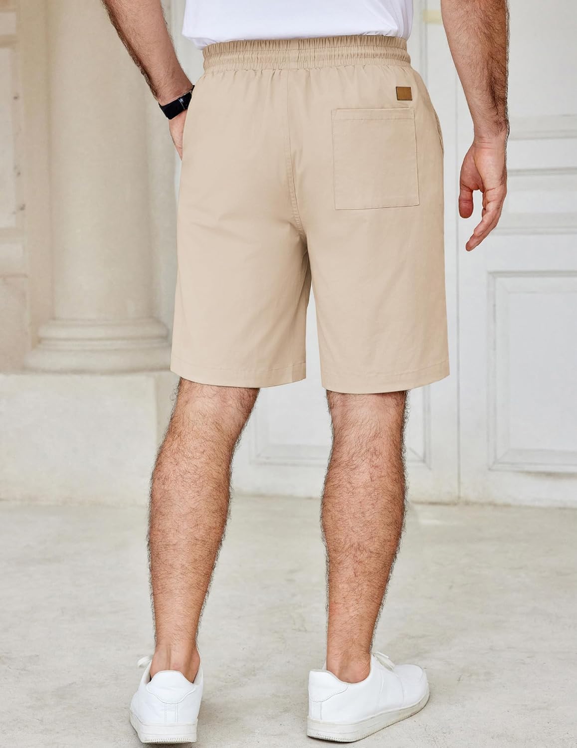 Men's Casual Shorts Cotton Elastic Waist Drawstring Shorts Summer Beach Shorts - Picture 36 of 85