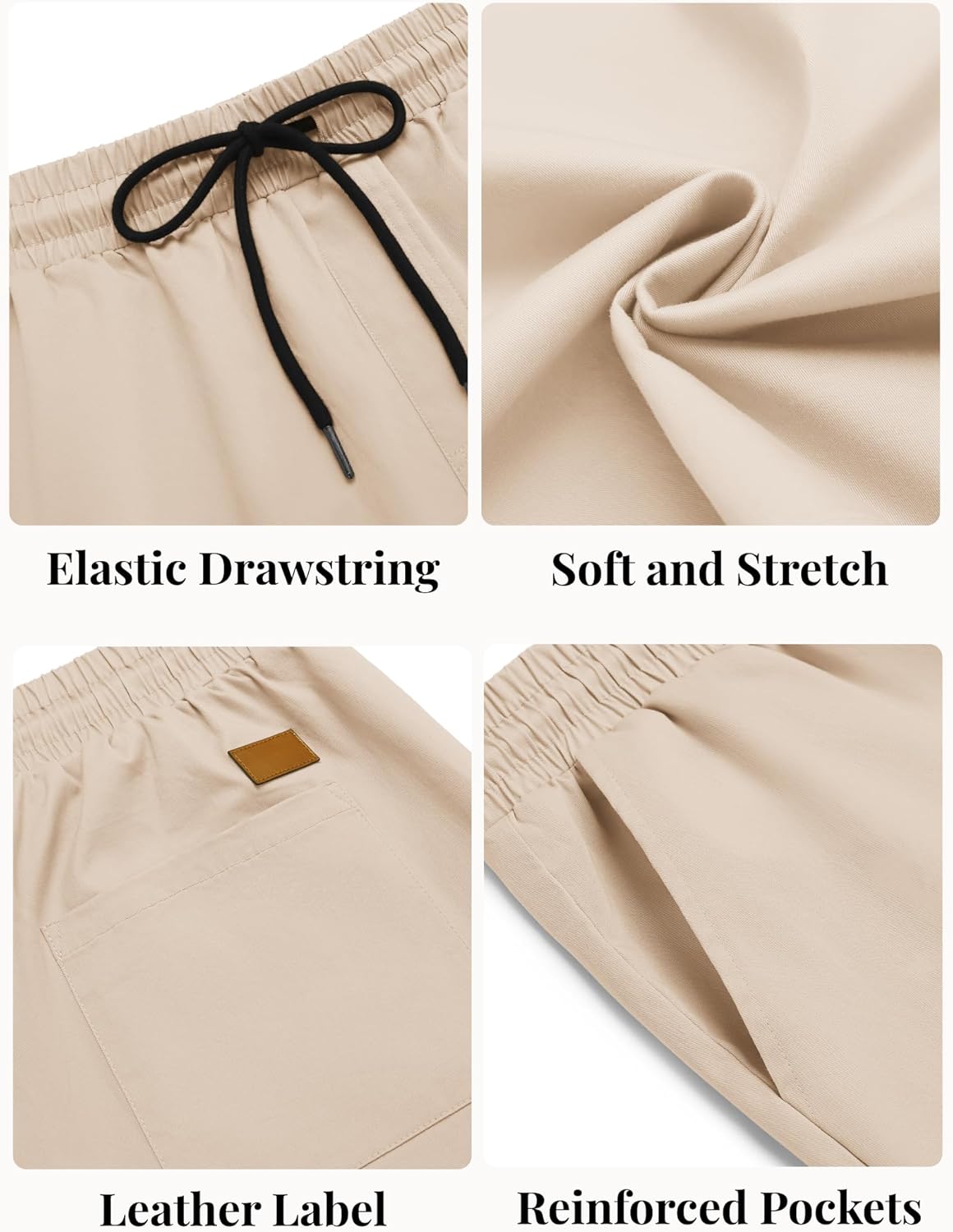 Men's Casual Shorts Cotton Elastic Waist Drawstring Shorts Summer Beach Shorts - Picture 38 of 85