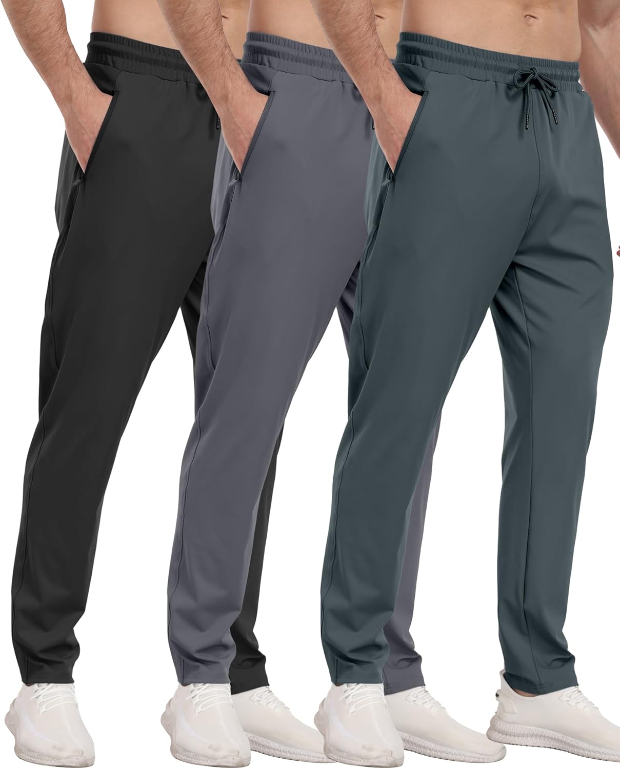 3er Pack Herren Sport Jogginghose mit Reißverschlusstaschen Training Gym Jogger Laufen - Bild 22 von 26