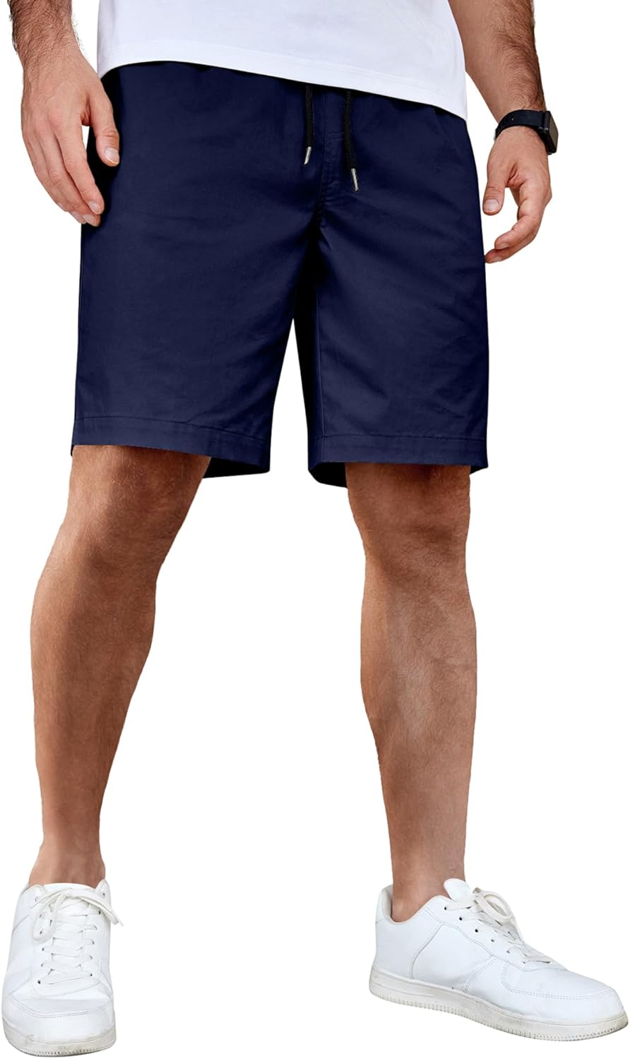 Men's Casual Shorts Cotton Elastic Waist Drawstring Shorts Summer Beach Shorts - Picture 40 of 85
