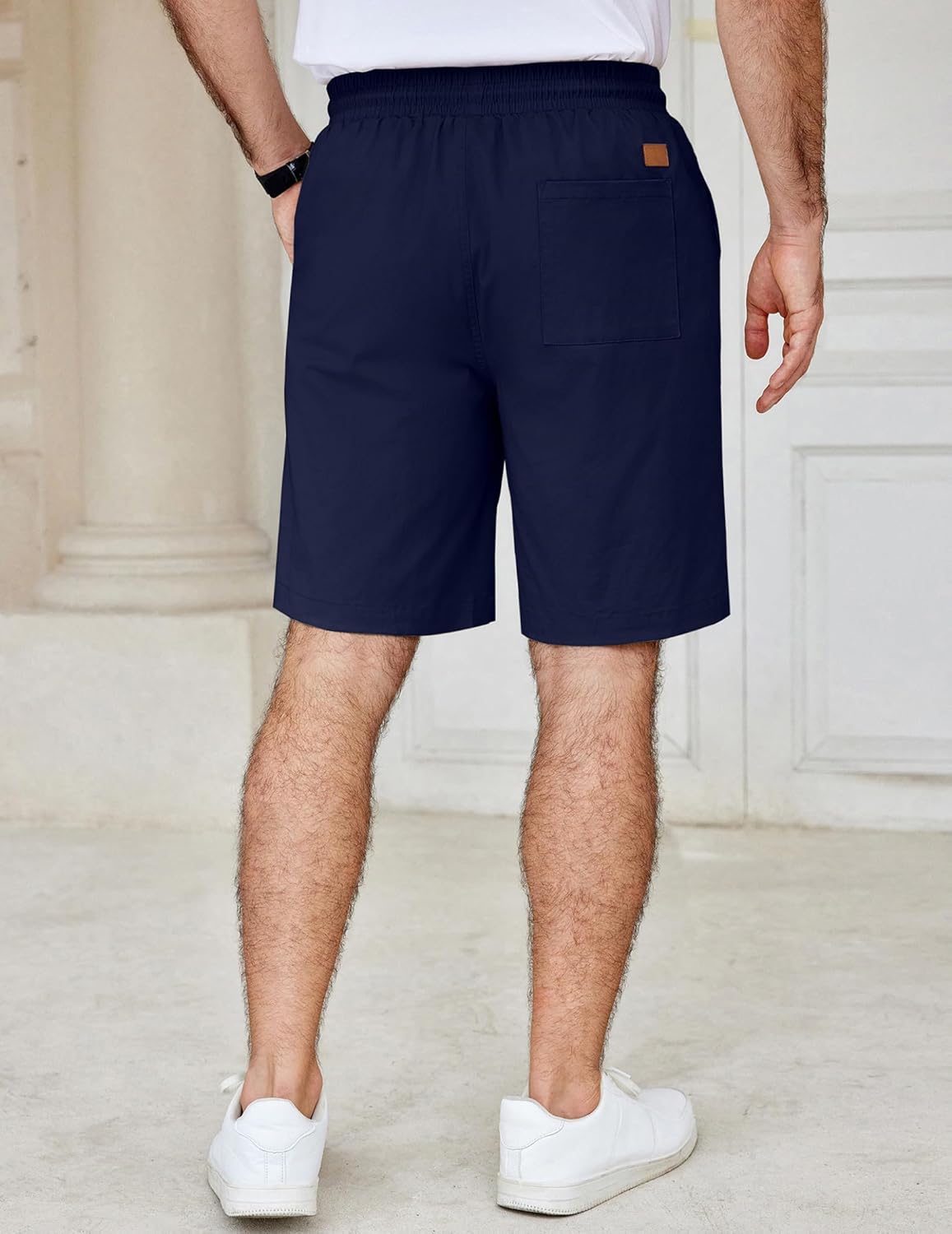 Men's Casual Shorts Cotton Elastic Waist Drawstring Shorts Summer Beach Shorts - Picture 41 of 85