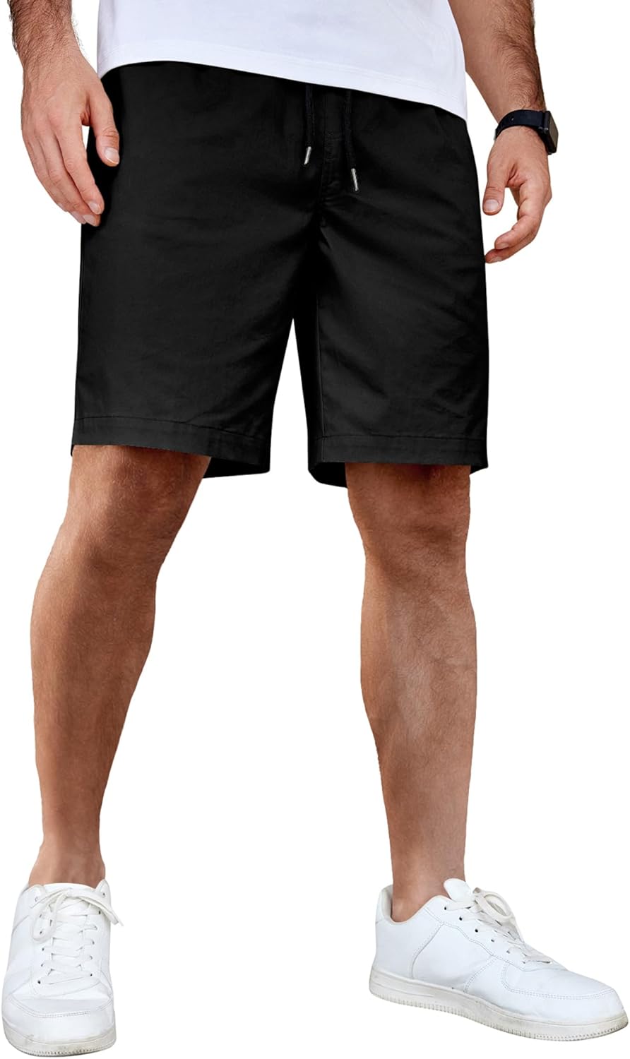 Men's Casual Shorts Cotton Elastic Waist Drawstring Shorts Summer Beach Shorts - Picture 45 of 85