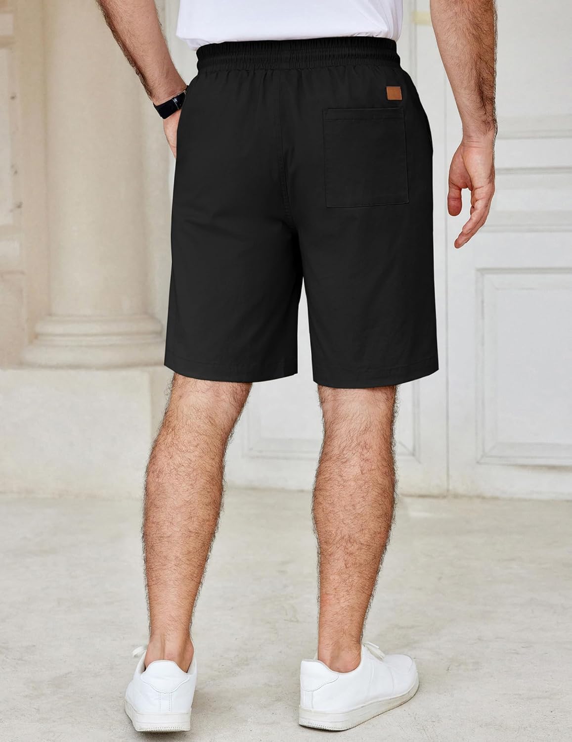 Men's Casual Shorts Cotton Elastic Waist Drawstring Shorts Summer Beach Shorts - Picture 46 of 85