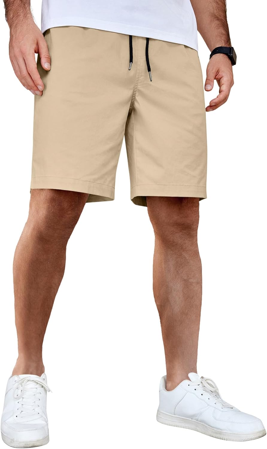 Men's Casual Shorts Cotton Elastic Waist Drawstring Shorts Summer Beach Shorts - Picture 50 of 85