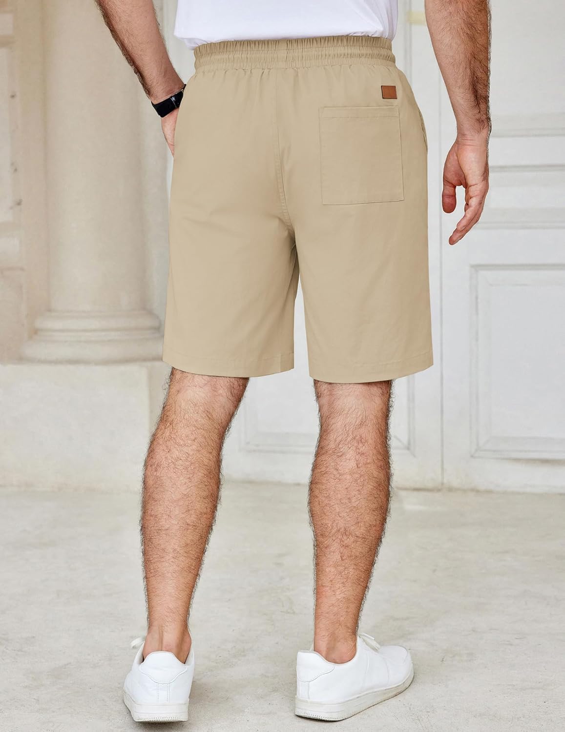 Men's Casual Shorts Cotton Elastic Waist Drawstring Shorts Summer Beach Shorts - Picture 51 of 85