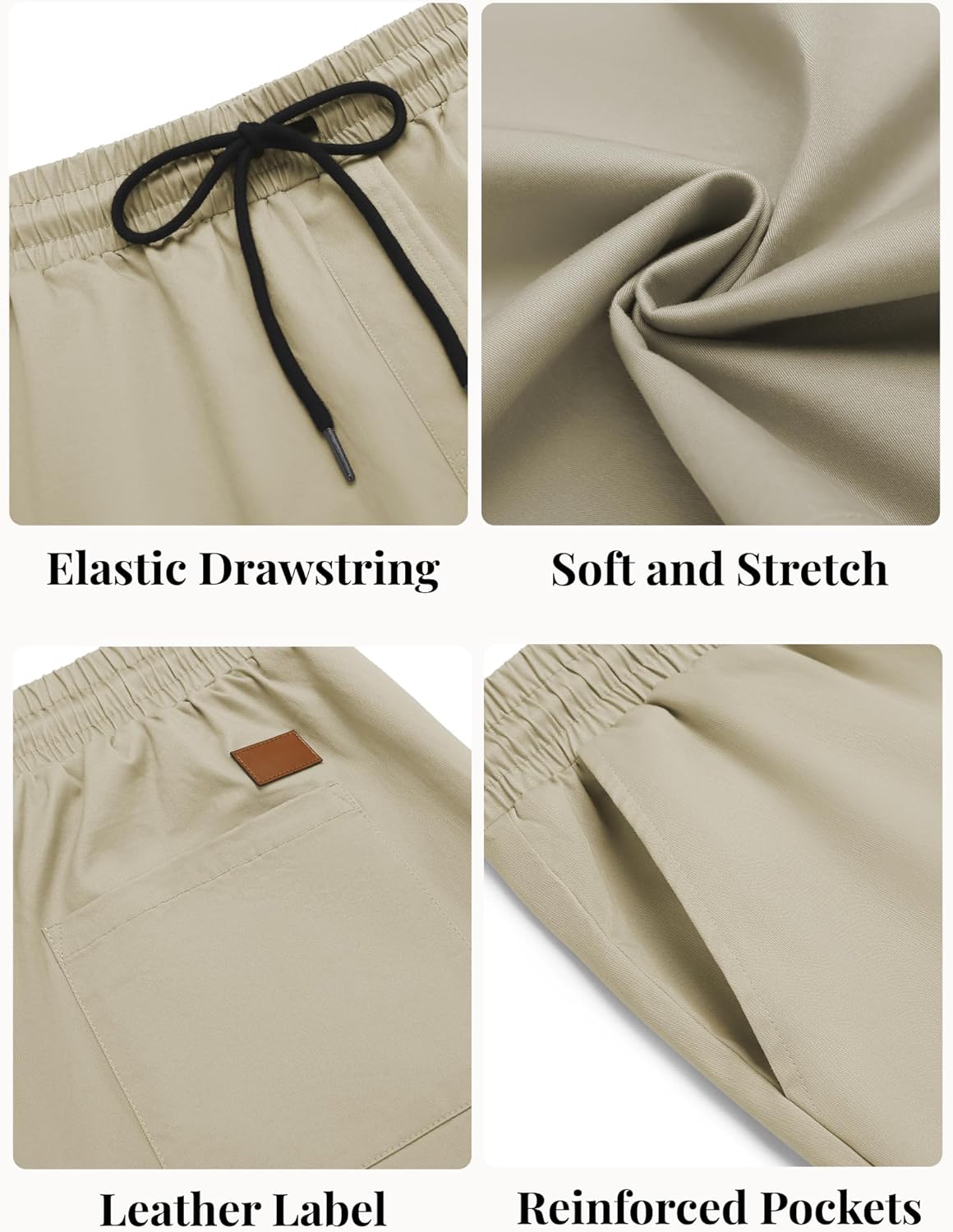 Men's Casual Shorts Cotton Elastic Waist Drawstring Shorts Summer Beach Shorts - Picture 53 of 85