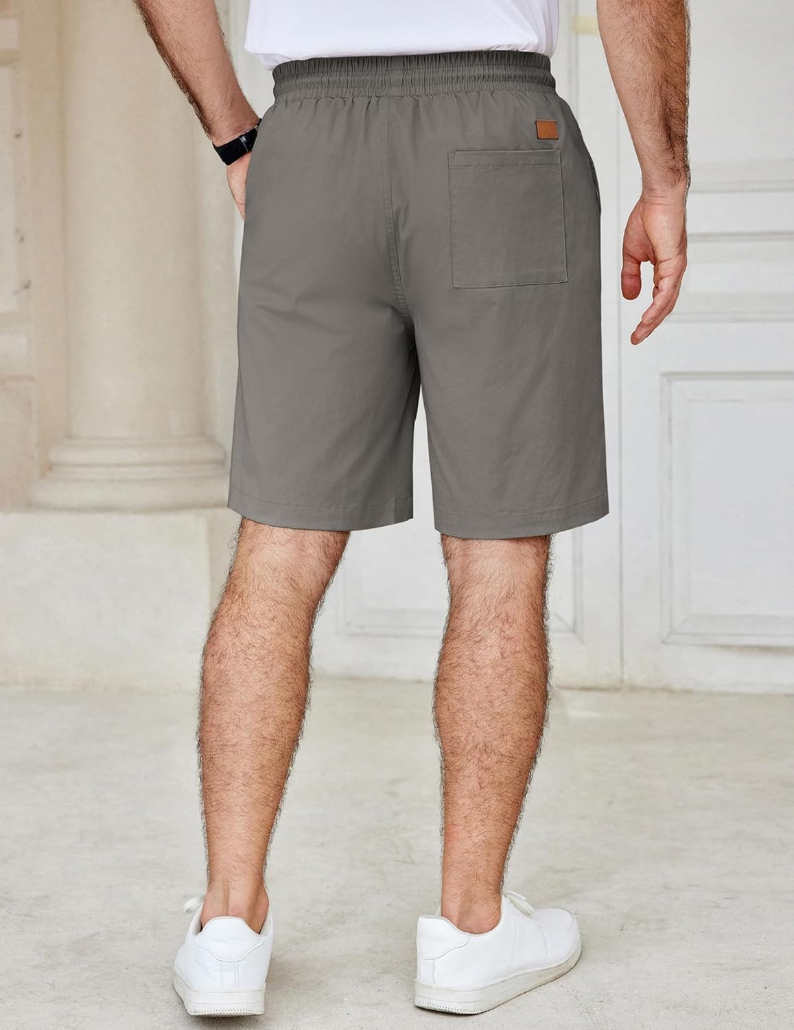 Men's Casual Shorts Cotton Elastic Waist Drawstring Shorts Summer Beach Shorts - Picture 62 of 85