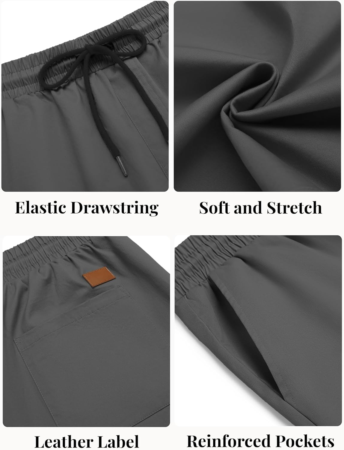 Men's Casual Shorts Cotton Elastic Waist Drawstring Shorts Summer Beach Shorts - Picture 64 of 85