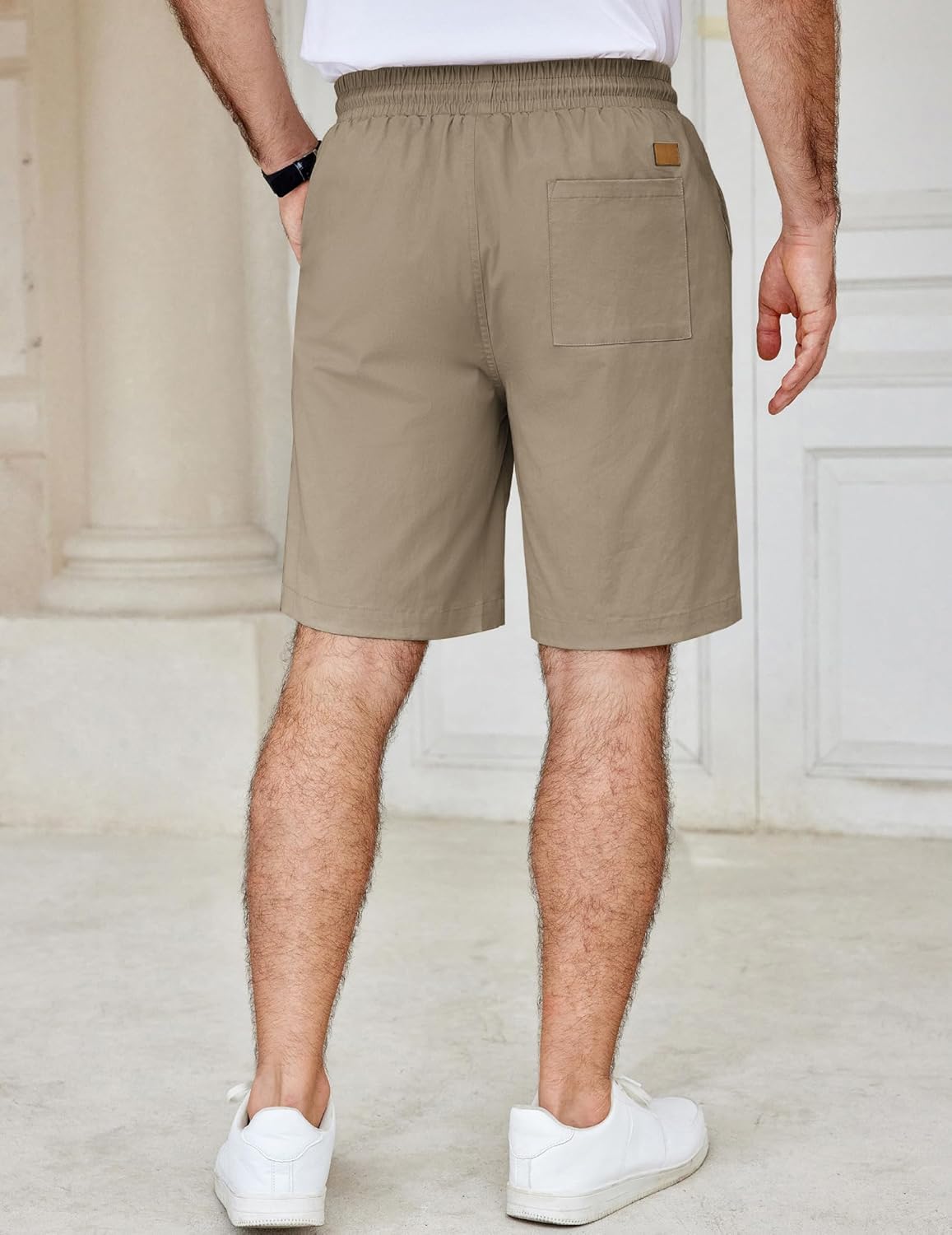 Men's Casual Shorts Cotton Elastic Waist Drawstring Shorts Summer Beach Shorts - Picture 67 of 85