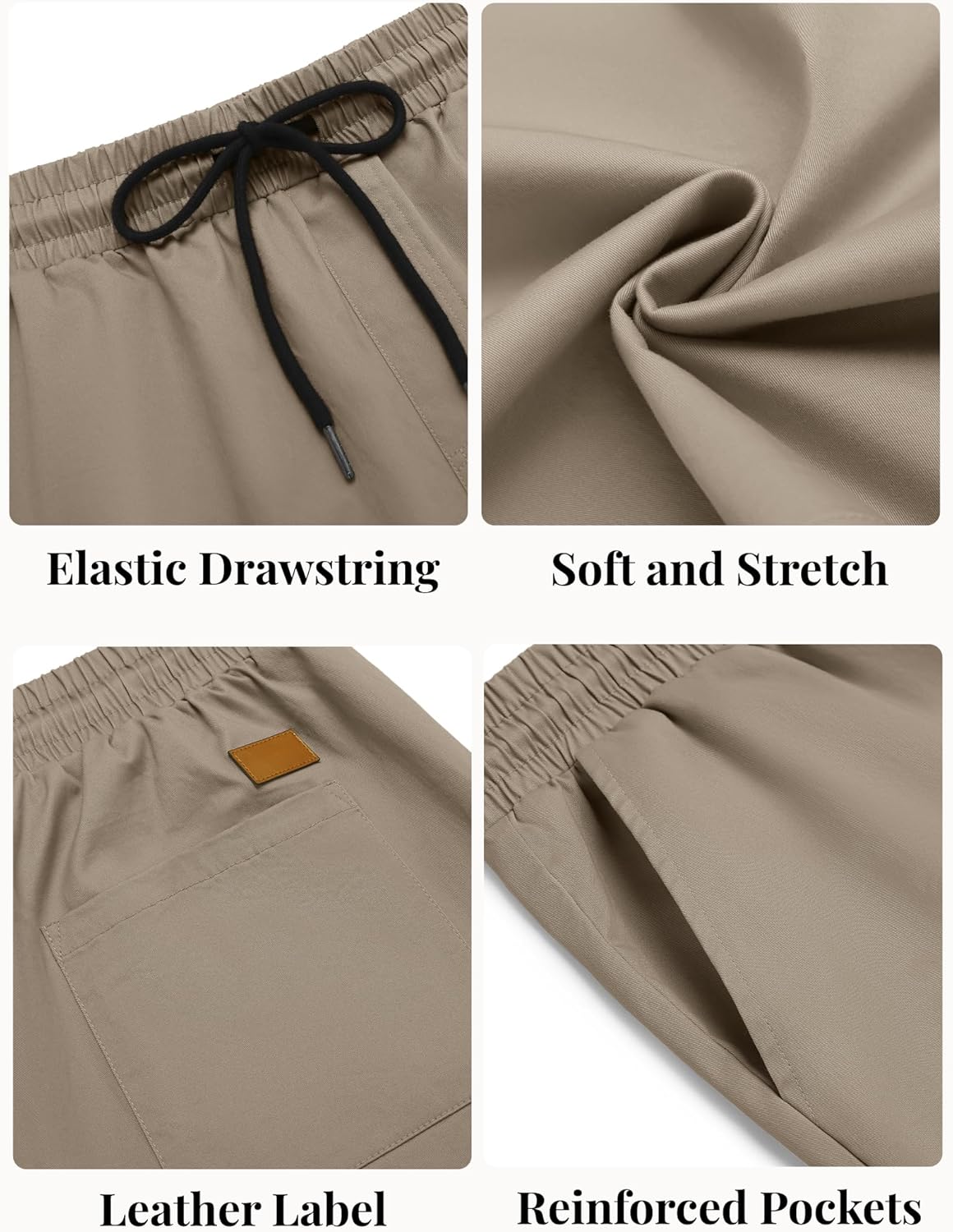 Men's Casual Shorts Cotton Elastic Waist Drawstring Shorts Summer Beach Shorts - Picture 69 of 85
