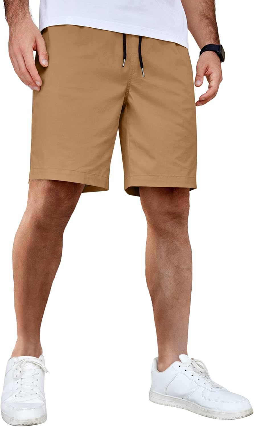 Men's Casual Shorts Cotton Elastic Waist Drawstring Shorts Summer Beach Shorts - Picture 71 of 85