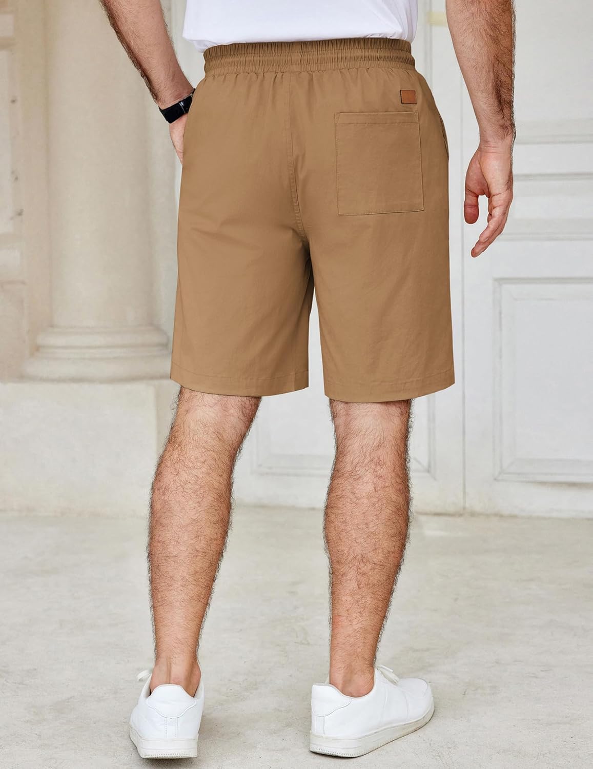 Men's Casual Shorts Cotton Elastic Waist Drawstring Shorts Summer Beach Shorts - Picture 72 of 85