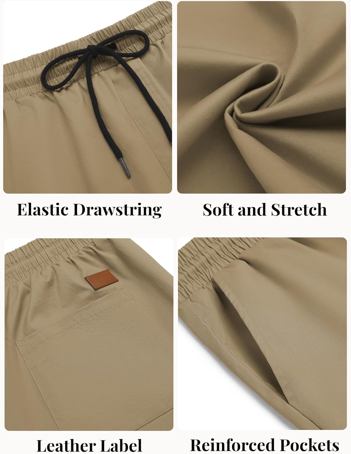 Men's Casual Shorts Cotton Elastic Waist Drawstring Shorts Summer Beach Shorts - Picture 74 of 85