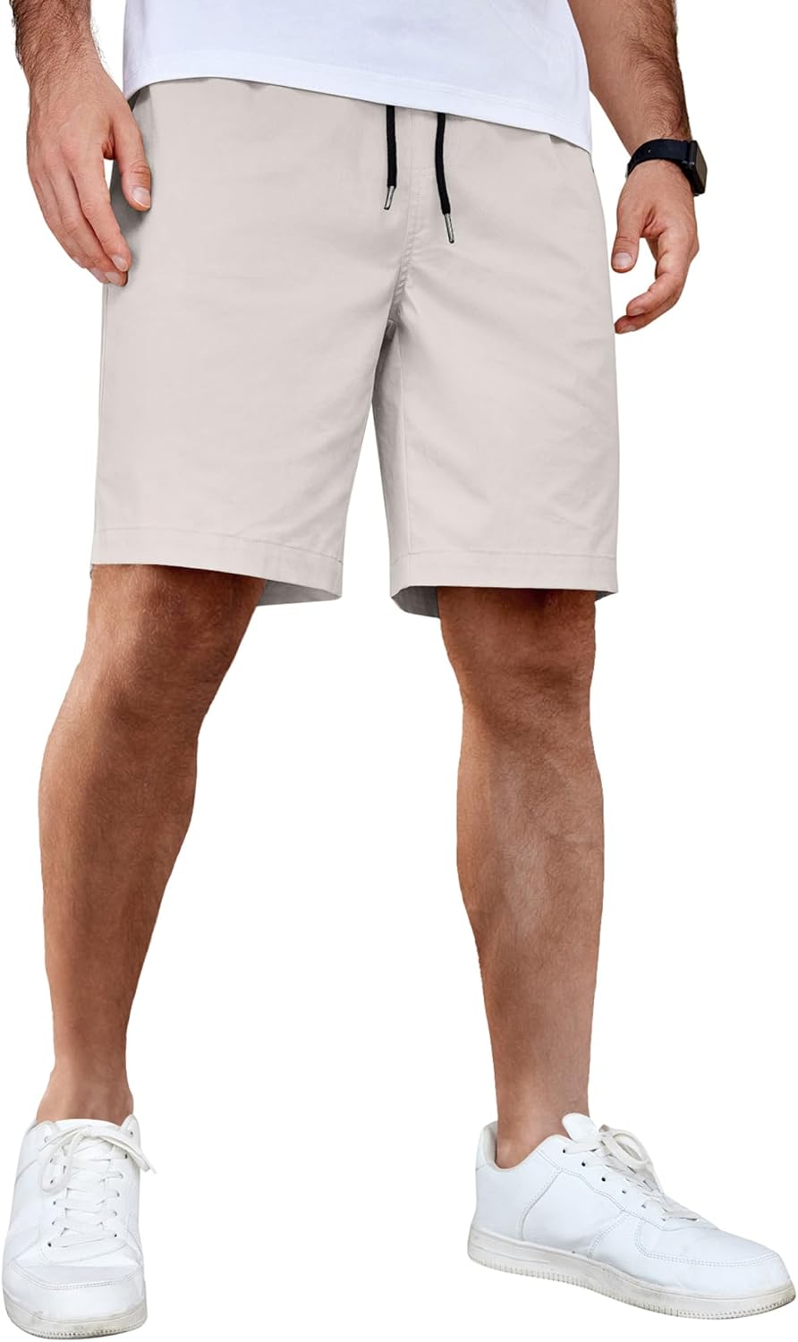 Men's Casual Shorts Cotton Elastic Waist Drawstring Shorts Summer Beach Shorts - Picture 76 of 85