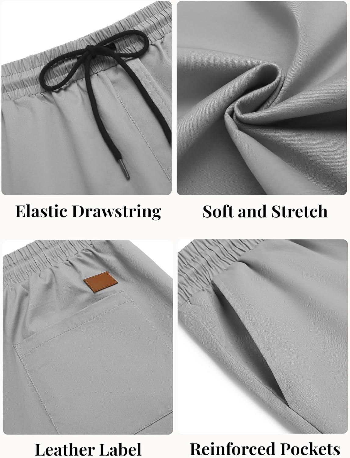 Men's Casual Shorts Cotton Elastic Waist Drawstring Shorts Summer Beach Shorts - Picture 79 of 85