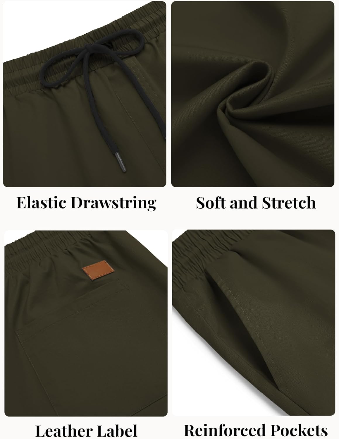 Men's Casual Shorts Cotton Elastic Waist Drawstring Shorts Summer Beach Shorts - Picture 84 of 85