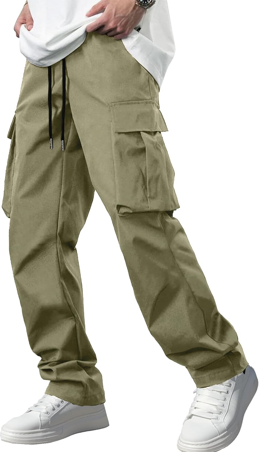 Men's Stretch Tactical Cargo Pants Multi-Pocket Drawstring Joggers for Hiking Wo - Picture 13 of 28