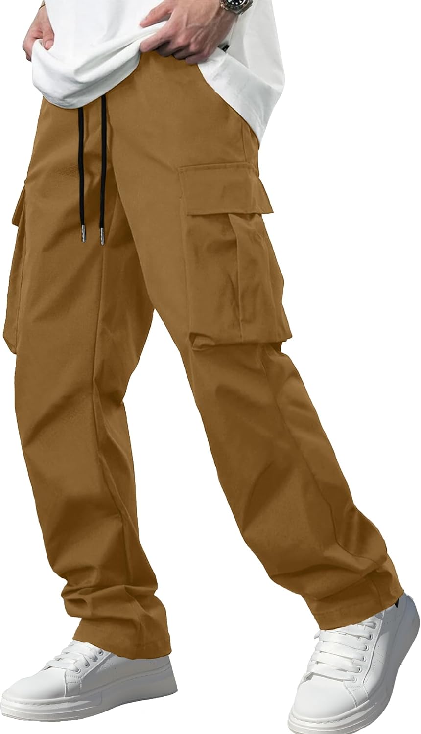 Men's Stretch Tactical Cargo Pants Multi-Pocket Drawstring Joggers for Hiking Wo - Picture 14 of 28