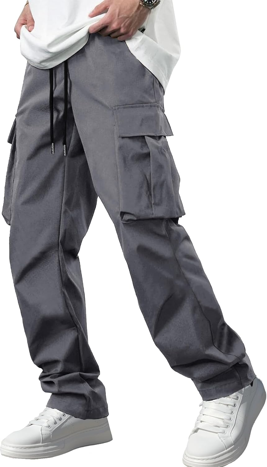 Men's Stretch Tactical Cargo Pants Multi-Pocket Drawstring Joggers for Hiking Wo - Picture 15 of 28