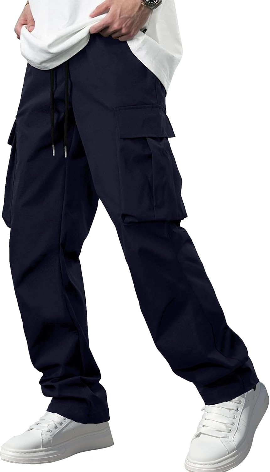 Men's Stretch Tactical Cargo Pants Multi-Pocket Drawstring Joggers for Hiking Wo - Picture 16 of 28
