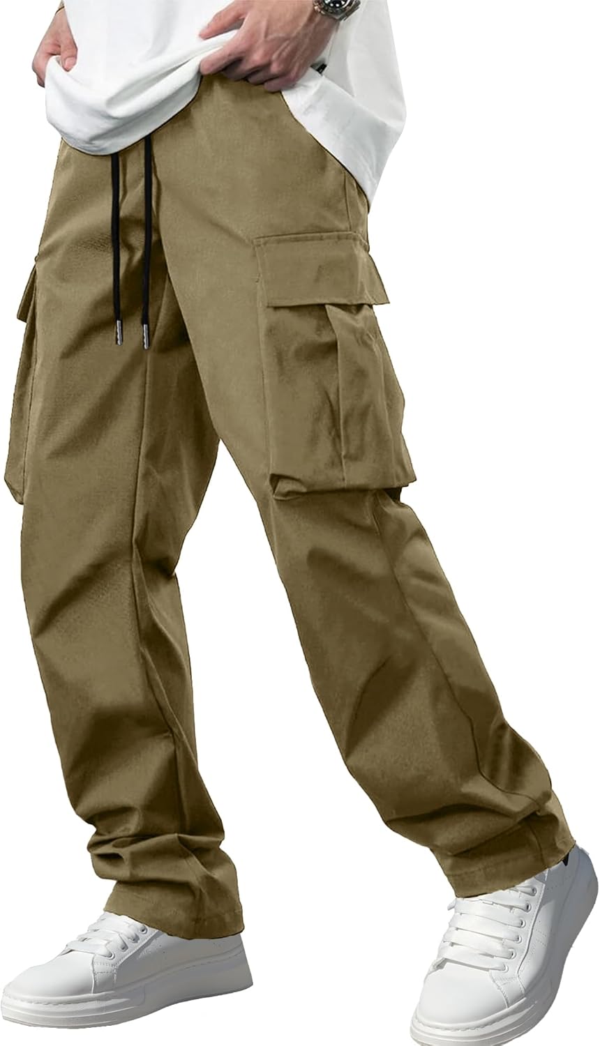 Men's Stretch Tactical Cargo Pants Multi-Pocket Drawstring Joggers for Hiking Wo - Picture 17 of 28