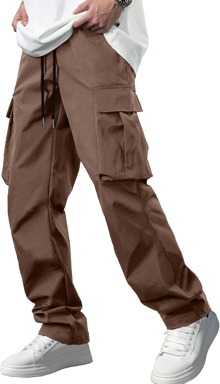 Men's Stretch Tactical Cargo Pants Multi-Pocket Drawstring Joggers for Hiking Wo - Picture 18 of 28