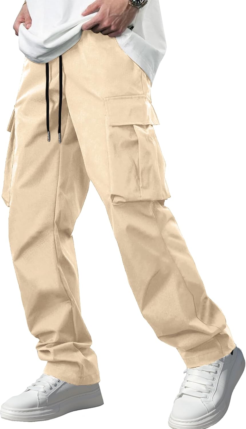 Men's Stretch Tactical Cargo Pants Multi-Pocket Drawstring Joggers for Hiking Wo - Picture 21 of 28