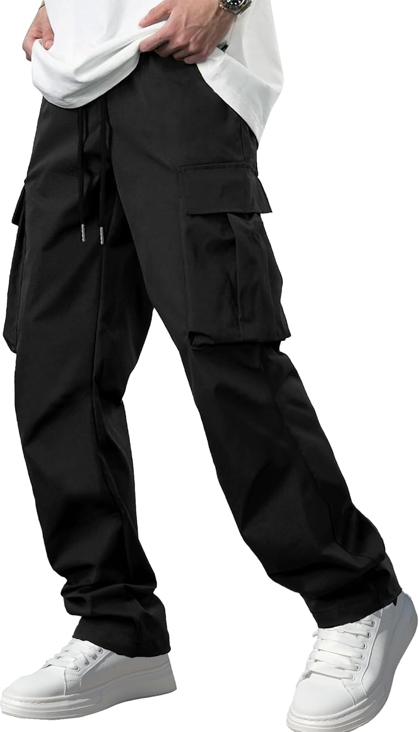 Men's Stretch Tactical Cargo Pants Multi-Pocket Drawstring Joggers for Hiking Wo - Picture 22 of 28