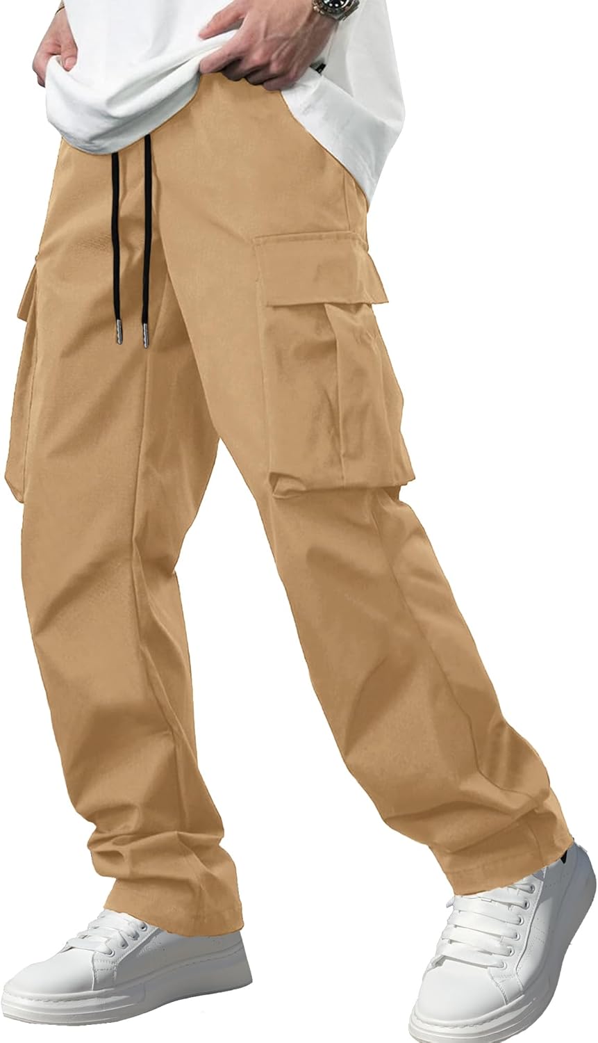 Men's Stretch Tactical Cargo Pants Multi-Pocket Drawstring Joggers for Hiking Wo - Picture 24 of 28