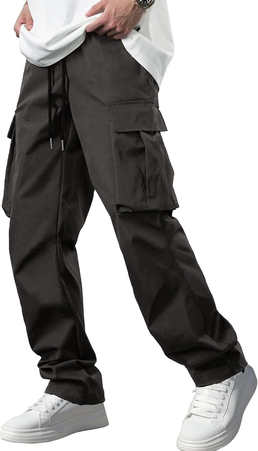 Men's Stretch Tactical Cargo Pants Multi-Pocket Drawstring Joggers for Hiking Wo - Picture 26 of 28