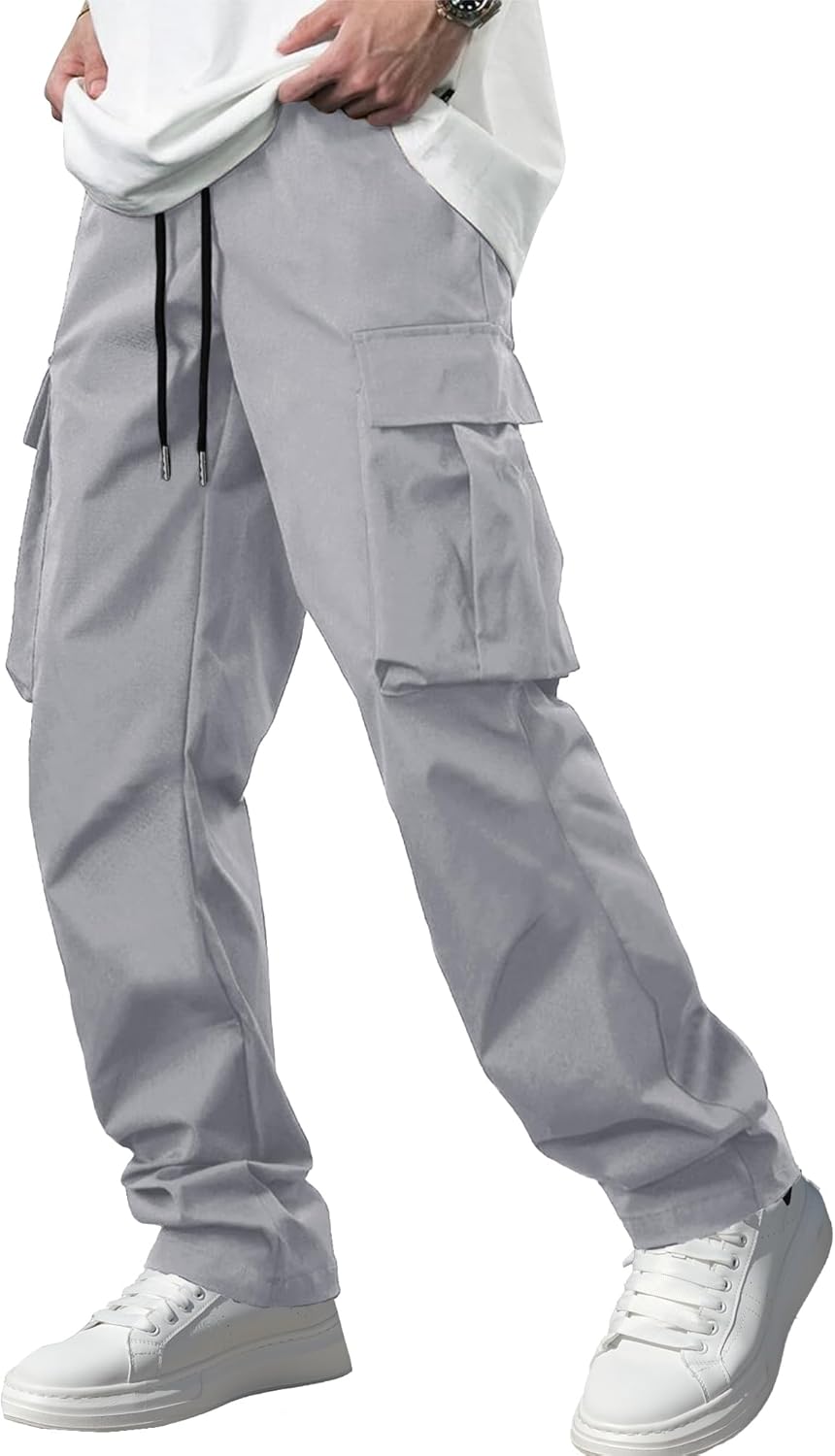 Men's Stretch Tactical Cargo Pants Multi-Pocket Drawstring Joggers for Hiking Wo - Picture 28 of 28