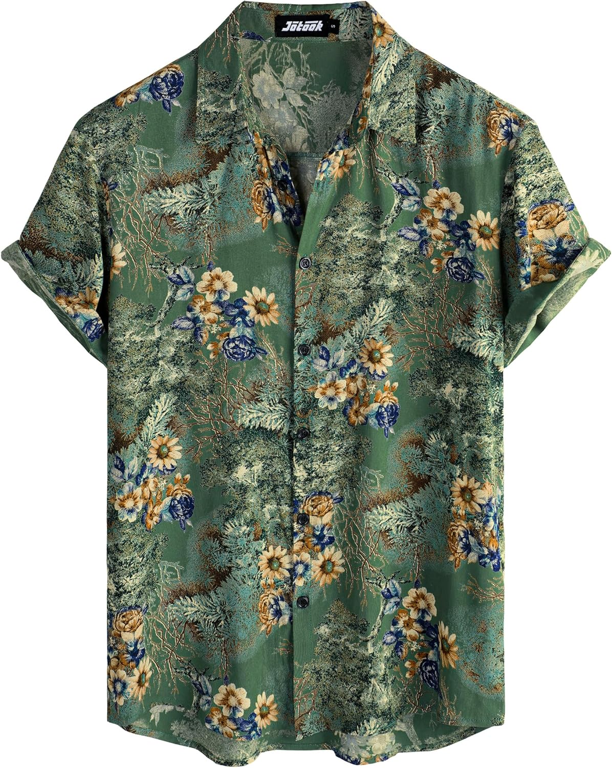 Herren Kurzarm Hawaiihemd - Freizeit Blumen Tropical Strandhemd - Bild 118 von 129