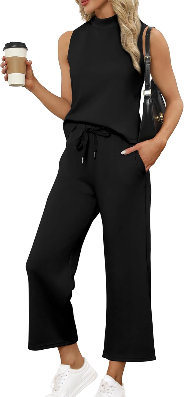 SAMPEEL zweiteilige Sets für Damen Sommer Outfits Lounge Sets Stehkragen Tops breit - Bild 25 von 126